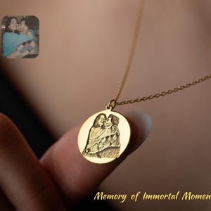 Custom Photo Family Necklace Portrait Memorial Gifts Sterling Silver Portrait Necklace Unique Personalized Photo Pendant Gift for Her