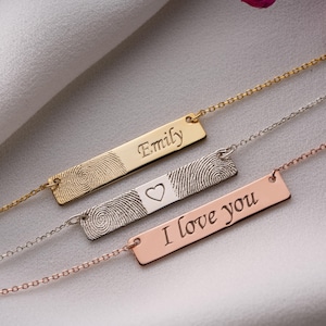 Personalized Fingerprint Necklace Remembrance Necklace Actual Fingerprint Jewelry Handwriting Pendant Memorial Keepsake