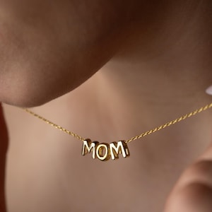 Bubble Name Necklace Personalized Name Pendant 3D Letters Mom Necklace Bubble Gold Pendant Customized Name Necklace Bubble Necklace