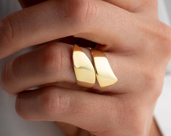 925 Sterling Silver Chunky Wrap Around Ring chunky silver ring Adjustable Geometric Band Ring Mothers Day Gift adjustable gold ring
