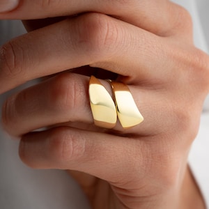 Wickelring klobiger Ring Minimalist Ring verstellbarer Ring Abstrakt geometrischer Ring breiter Ring mutiges Band verstellbarer Ring breiter Ring