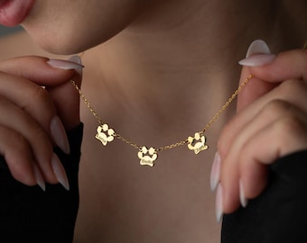 Dainty Multi-Pet Name Necklace Custom Paw Print Necklace with Names Sterling Silver Custom Pet Loss Gift, Dog Mom Jewelry Pet Memorial Gift