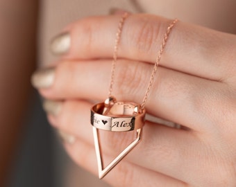 Sterling Silver Ring Holder Necklace, Personalized Ring & Ring Holder Set, Engagement Ring Keeper, Unique Ring Holder Jewelry Set