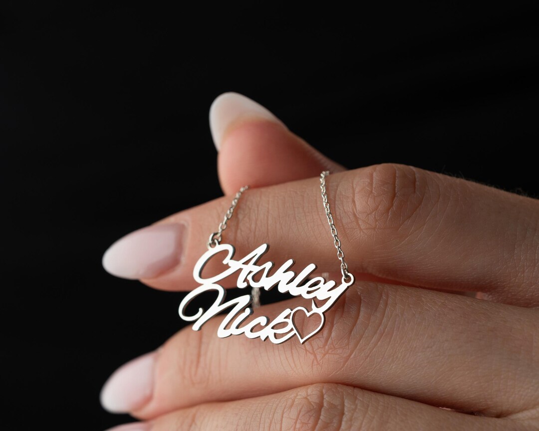 Personalized Two Name Necklace, Dainty Name Necklace, Custom Cursive ...