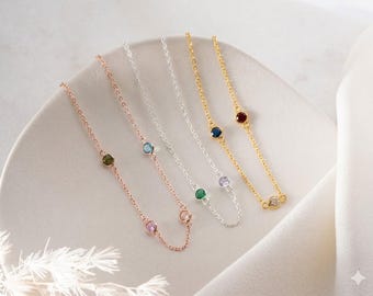 Personalized Sterling Silver Family Birthstone Necklace Custom Birthstone Necklace Mother's Gift  Family Jewelry Mothers Necklace