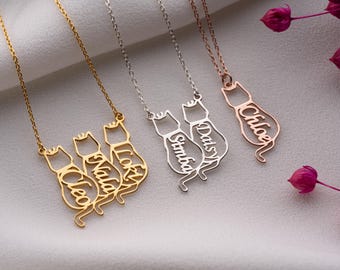 Personalized Named Cat Necklace, Cat Lover Necklace, Pet Jewelry, Cat Named Necklace, Cat Memorial Gift, Mothers Day Gift Personalized Gifts