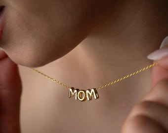 Bubble name necklace, 3d letters name necklace, Sterling Silver Balloon Letter necklace, Mothers Day Gift, Balloon name necklace