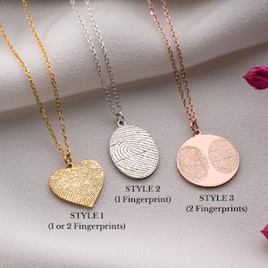 Kleines Herz Fingerabdruck Halskette Gravierte Fingerabdruck Halskette Erinnerung Halskette Zierdenal Geschenk Zwei Fingerabdrücke Sympathie Geschenk für Sie