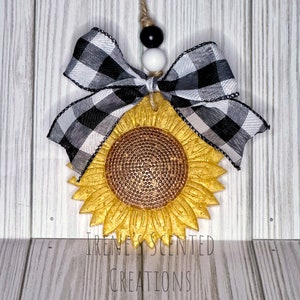 Sunflower raised center hanging car freshener aroma bead freshie