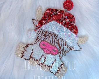 Santa hat Highland cow hanging car freshie aroma bead air freshener
