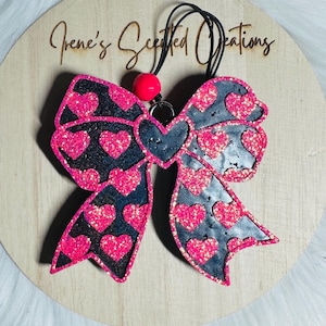 Coquette Bow car freshie with hearts