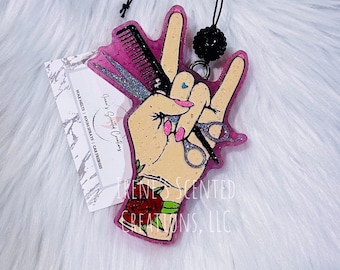 Hair stylist hanging car air freshener aroma bead freshie