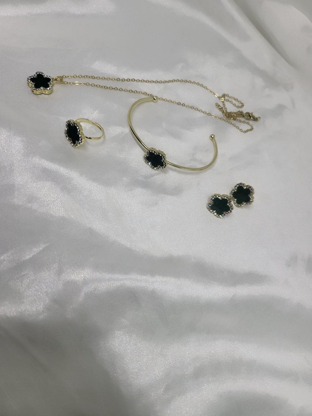 Trèfle à quatre Parure pour femme avec collier, boucles