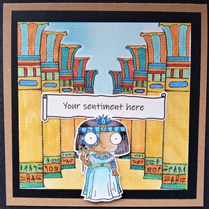 Cleopatra en la sala hipóstila, tarjeta pintada a mano, envío gratuito en el Reino Unido