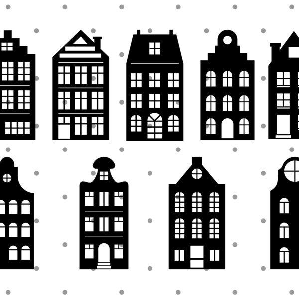 Christmas Canal House svg, kerstdorp huizen svg, kerst huizen svg bundel, winter grachtenhuis, svg bestanden voor cricut, png, silhouet