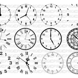 Clock Face Svg, Clock Svg, Clock Face Clipart Bundle Cut Files, Clock ...