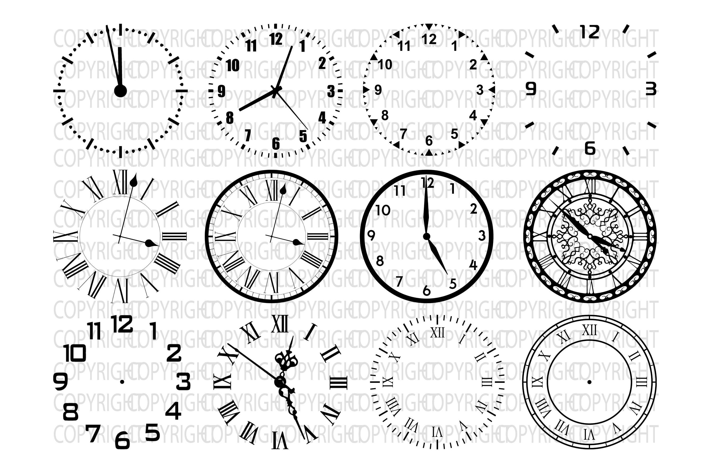 Clock Face Svg Clock Svg Clock Face Clipart Bundle Cut Etsy Australia