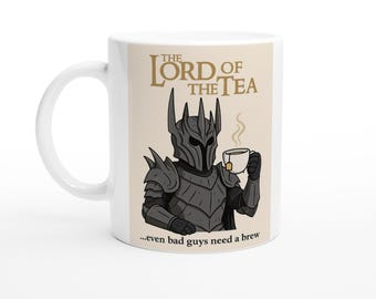 O Senhor do Chá - Sauron Cartoon - Xícara de Café de Cerâmica Engraçada para Amantes da Fantasia