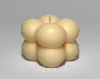 Small Bubble Candle | Pillar Candle | Scented | Handmade | Cream | Unique Candle | Cube Candle | Soy Wax Candle