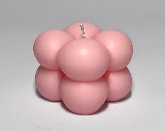Small Bubble Candle | Pillar Candle | Scented | Handmade | Pink | Unique Candle | Cube Candle | Soy Wax Candle