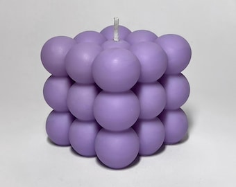 Handmade Bubble Candle | Pillar Candle | Scented | Medium Size | Purple | Soy Wax | Unique Candle | Cube Candle