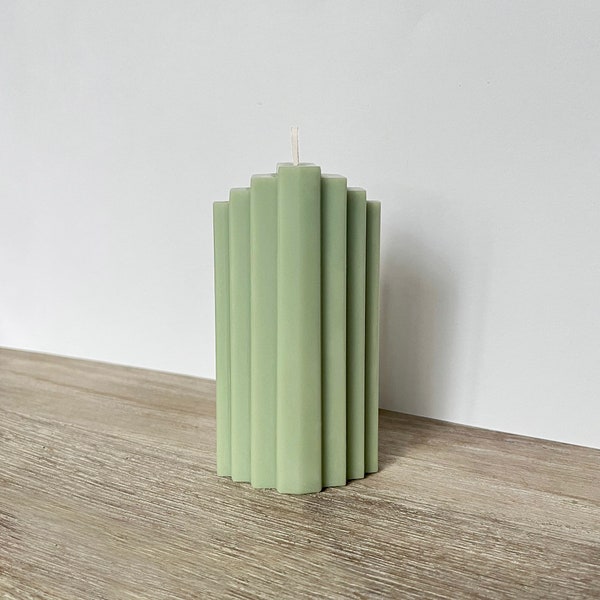 Skyscraper Pillar Candle | Scented Tower Candle | Art Deco Home Decor | Handmade Soy Candle | Decorative Sage Candles | Aesthetic Home Decor