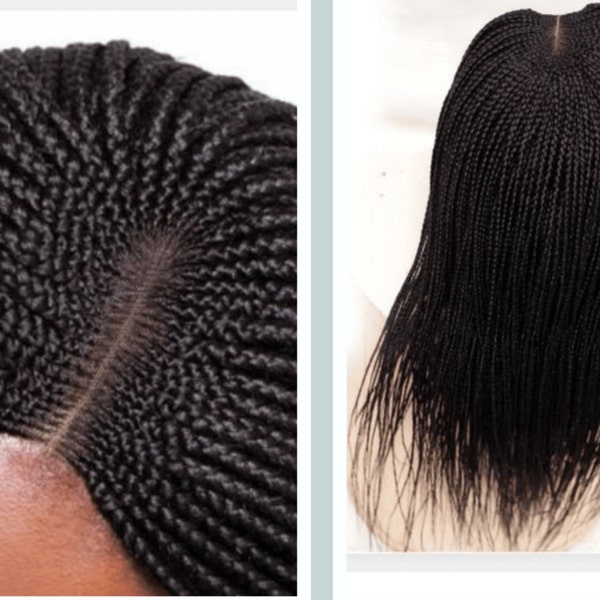 Ready to Ship Handmade Braided Wig, Conrow Weave Wig, Human Hair, Lace Front Box Braids, Wig For Women, Natural Wig, African, Braids Wig