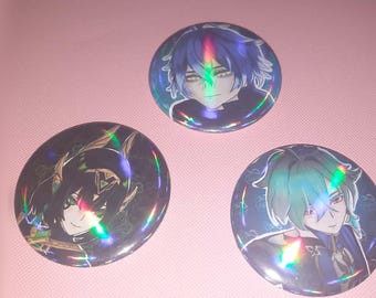 Holographic 2.25 inch Badge Pins | Genshin