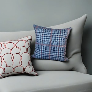 Blue Navy with a Red Cross Throw Pillow Cover Handmade