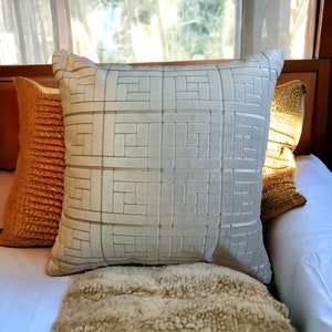 Velvet Throw Pillow Cover- Geometric Beige