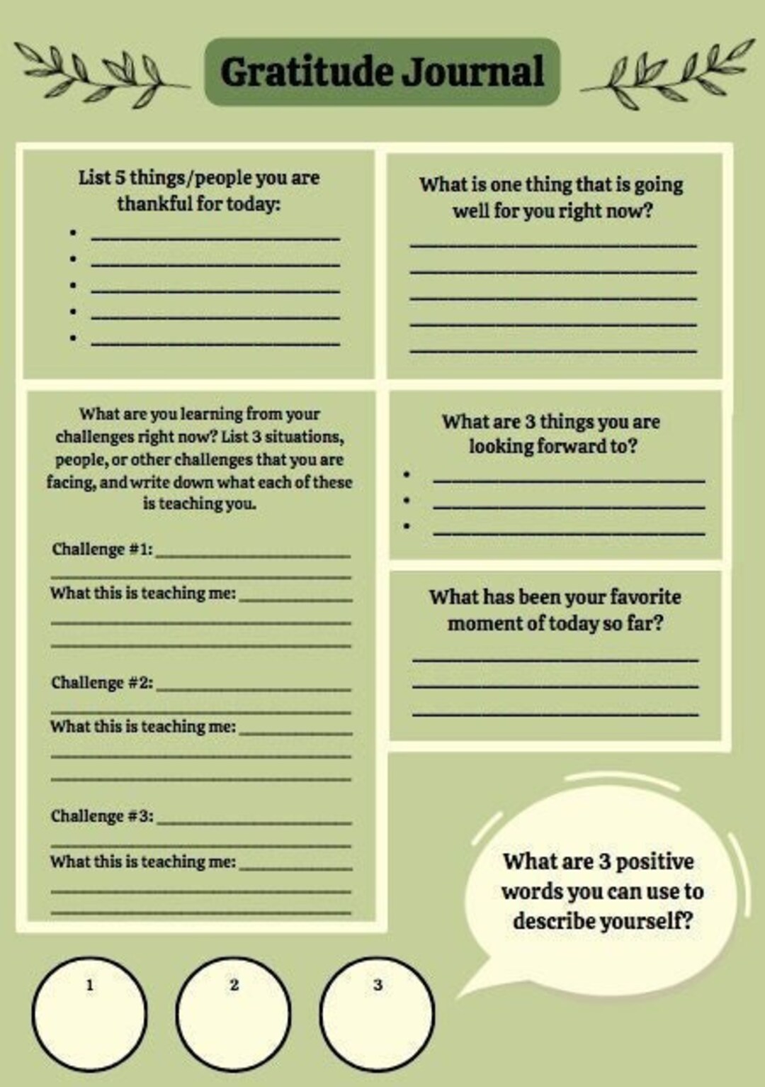 Gratitude Journal Handout - Etsy