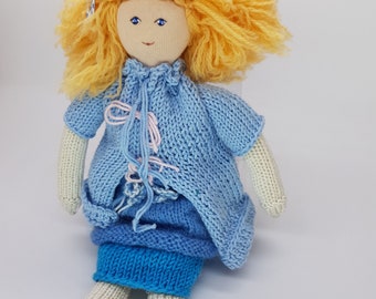 Knitted doll Lillibeth and Mia handmade rag doll, cuddly doll made of high-quality materials