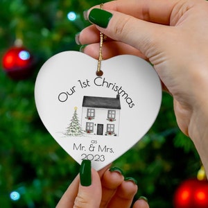 Mr & Mrs Christmas Ornament,Personalized Wedding Gift,First Christmas Married Ornament,Newlywed housewarming Gift,Our 1st Christmas Ornament