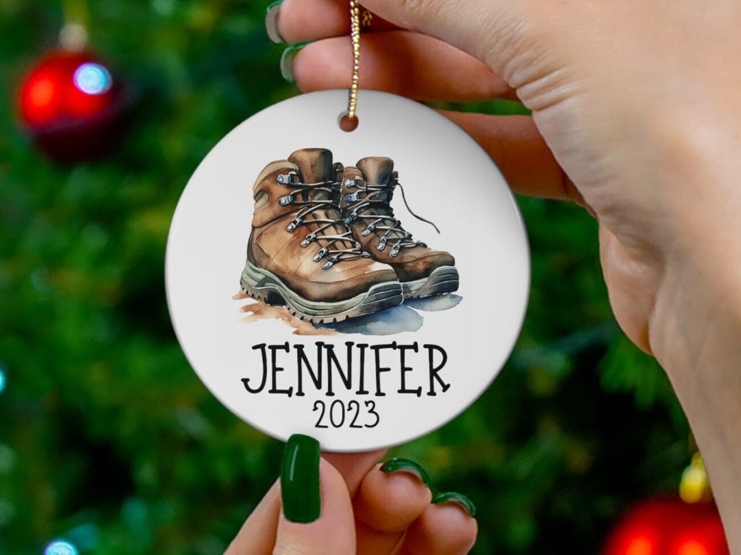 Hiking Boot Ornament Custom Name Christmas Ceramic Ornament Etsy