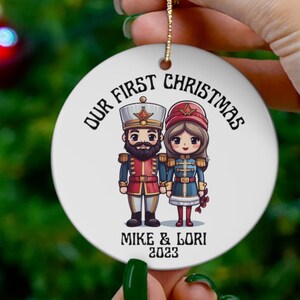 Nutcracker Couple Christmas Ornament, Custom Wedding Gift, Keepsake for Newlyweds, Engagement gift, Housewarming Closing gift for mr and mrs