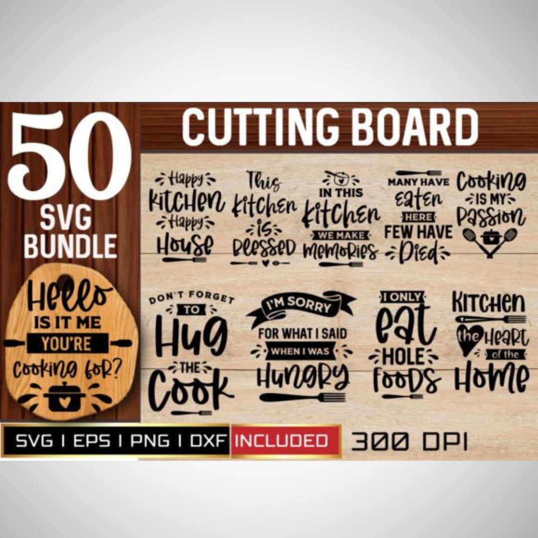 Cutting Board SVG Bundle, 50 Digital Files, Laser Cutting Designs ...