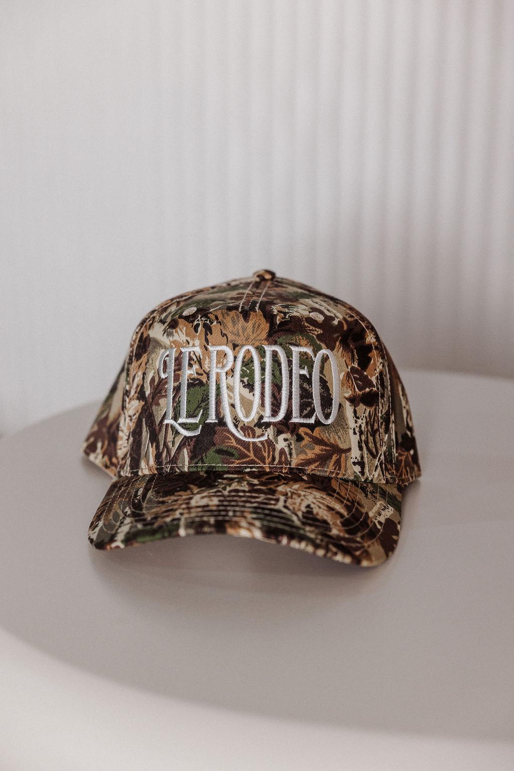 Le Rodeo patch in black and gold Camouflage Pearl hat band Trucker Hat Lets Rodeo! Leather Patch Hats – Adios Pantalones main image 4