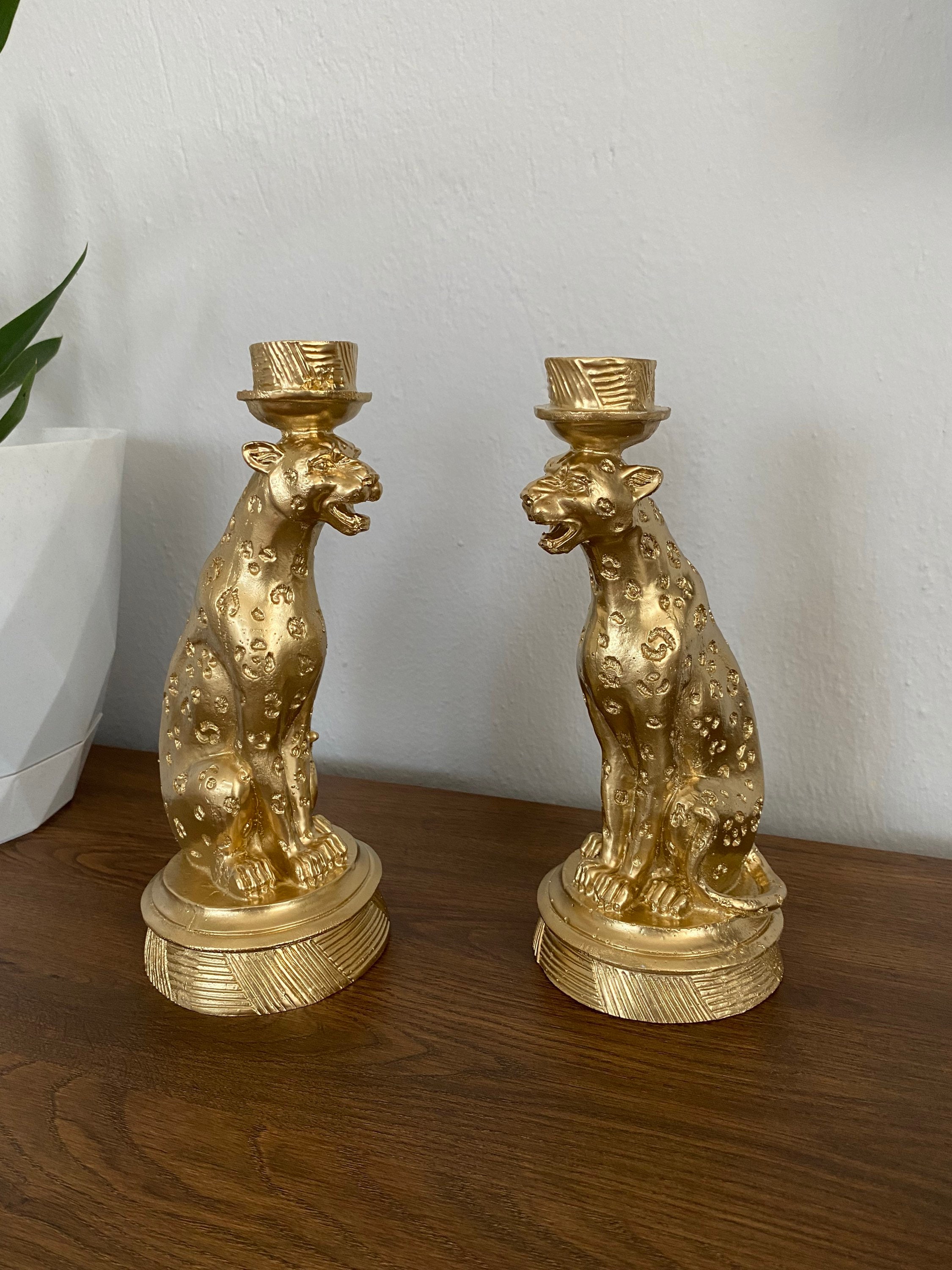 Leopard Candle Holder Leopard Candlestick Table Desk Light Etsy