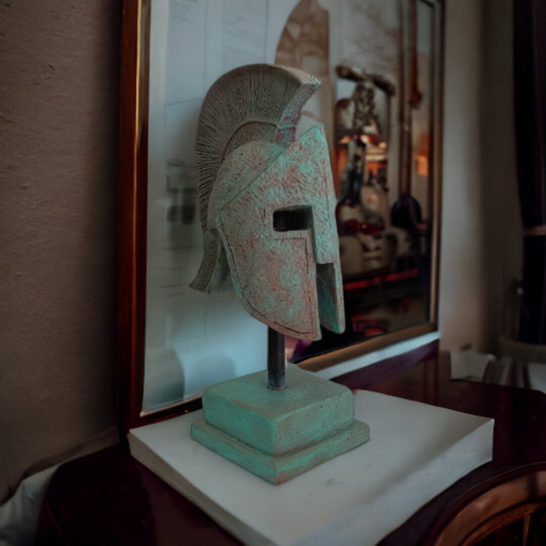 Rust Effect Ancient Greek Helmet Bust Statue Antic Spartan - Etsy