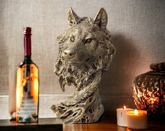 Handmade Marble Wolf Figurine: Home Decor Statue