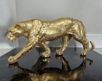 Big Leopard Statue: Handmade Marble & Resin Sculpture