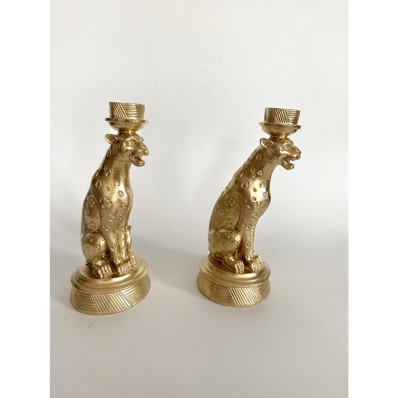 Leopard Candle Holder Leopard Candlestick Table Desk Light Etsy