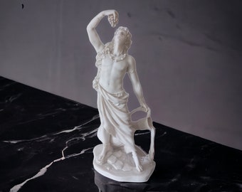 Handgemaakt marmeren beeld van Dionysus: beeldhouwwerk Griekse god (27 cm)