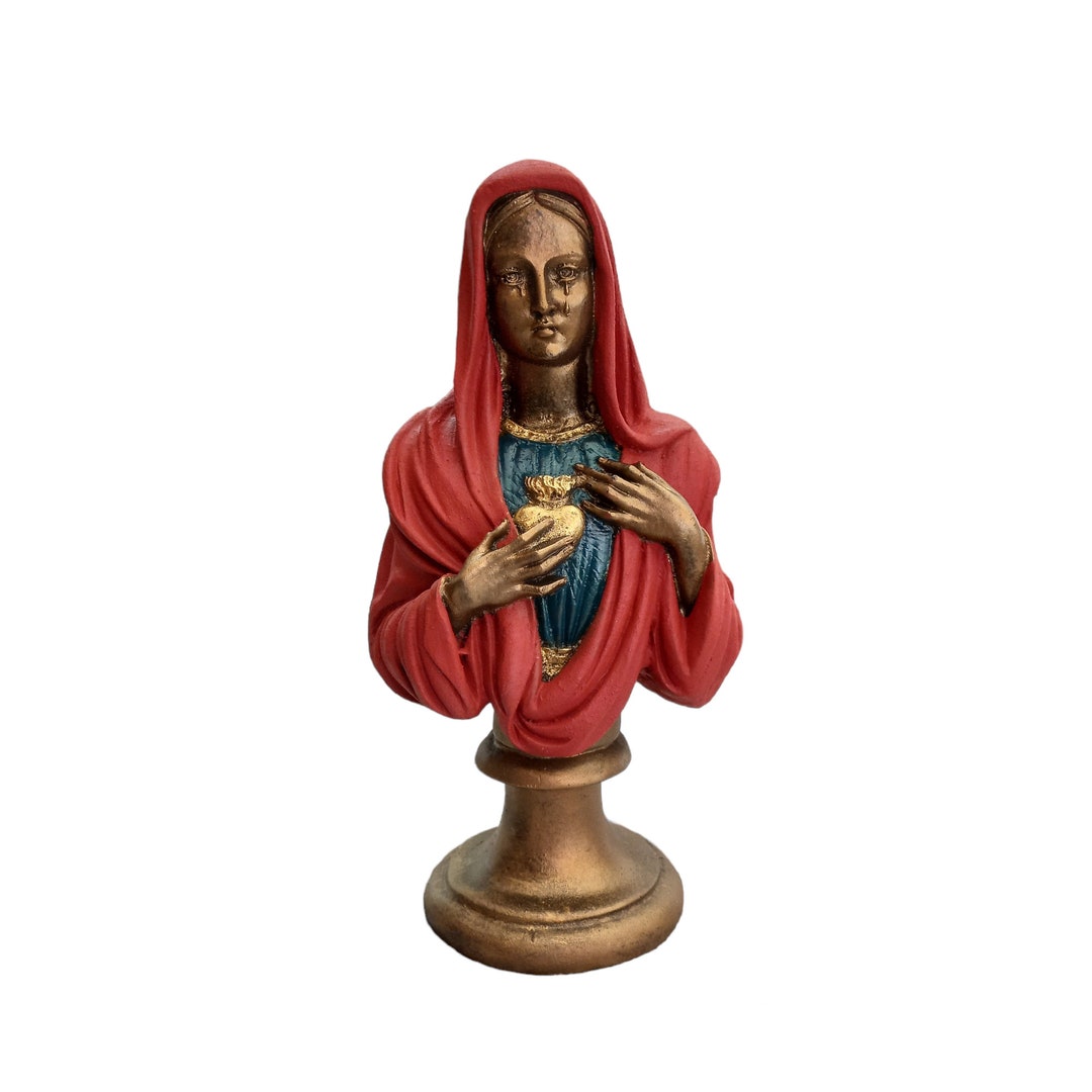 Madona Virgin Mary Statue, Weeping Virgin Mary Statue, Handpainted Etsy