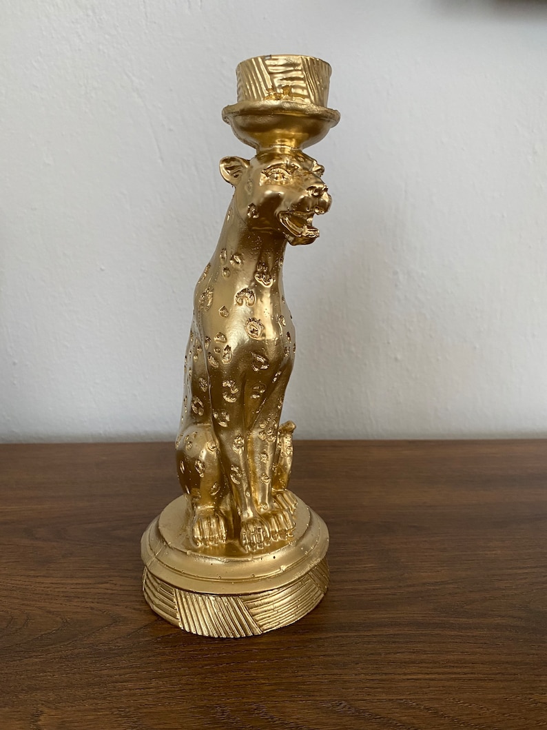 Leopard Candle Holder Leopard Candlestick Table Desk Light Etsy