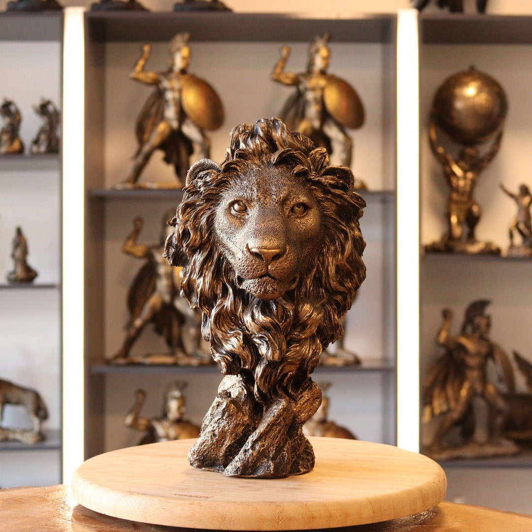 Large Lion Head Bust, Lion Figure, Lion Statue,32 Cm Lion Sculpture