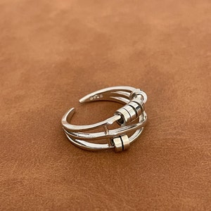 Bague spinner fidget ring anneau anti-stress anti anxiété bien-être motif anneaux mobiles rotatif image 1