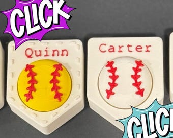 Softball/Baseball Home Plate Personalizable Fidget Clicker