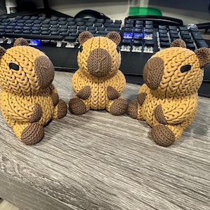 Lindo capibara - Textura de punto impresa en 3D - Figura de capibara, regalo para amantes de los animales, decoración de escritorio