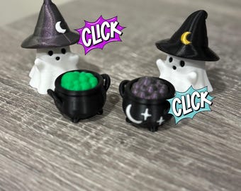 Fidget Clicker impreso en 3D, fantasma, caldero o combo fantasma y caldero, para aliviar el estrés.